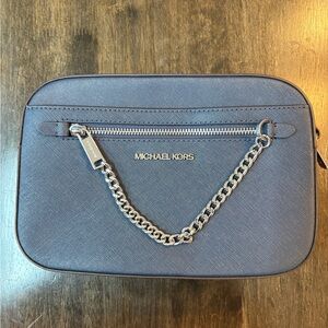 Michael Kors Navy Crossbody with Silver Chain